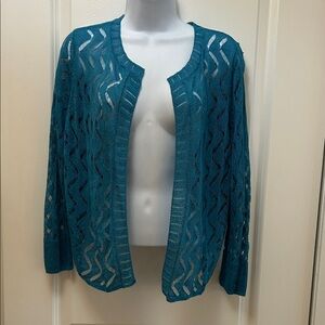 NIC+ZOE Teal Open-Front Cardigan